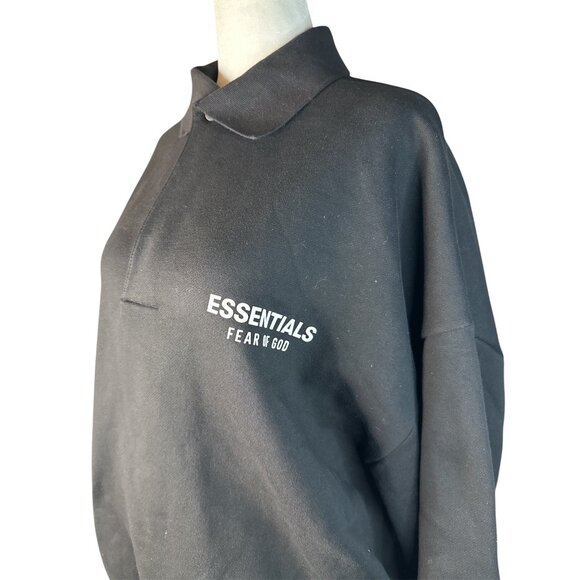Fear of God ESSENTIALS Fleece Polo in Black Small New Womens Sweatshirt Pullover - Picture 9 of 15